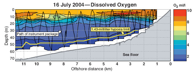 Analysis of oxygen content of water off the central Oregon coast