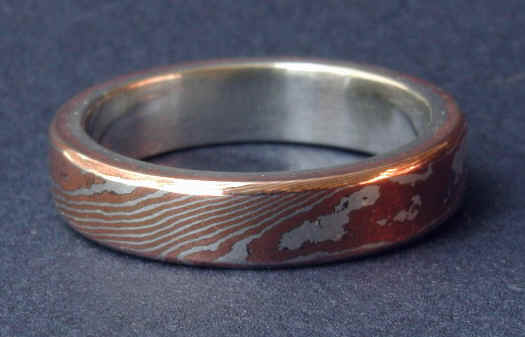 A mokume-gane ring