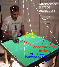 A user playing virtual ping-pong
