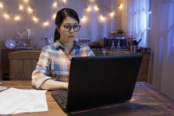 Woman working on computer