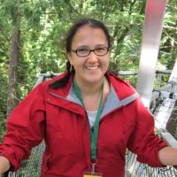 Minutes from her computer science lab, Leigh-Anne Mathieson takes a research break at UBC's treetop walkway