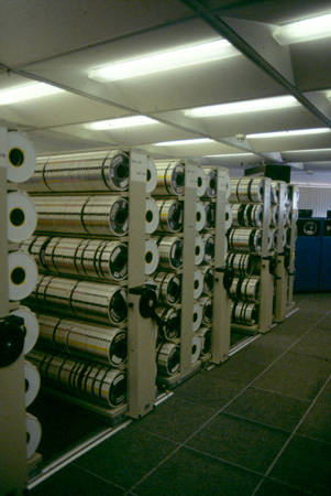 Tape reels in Leonard S. Klink building, circa 197x UBC Facilities Planning Fonds - UBC 105.1/245